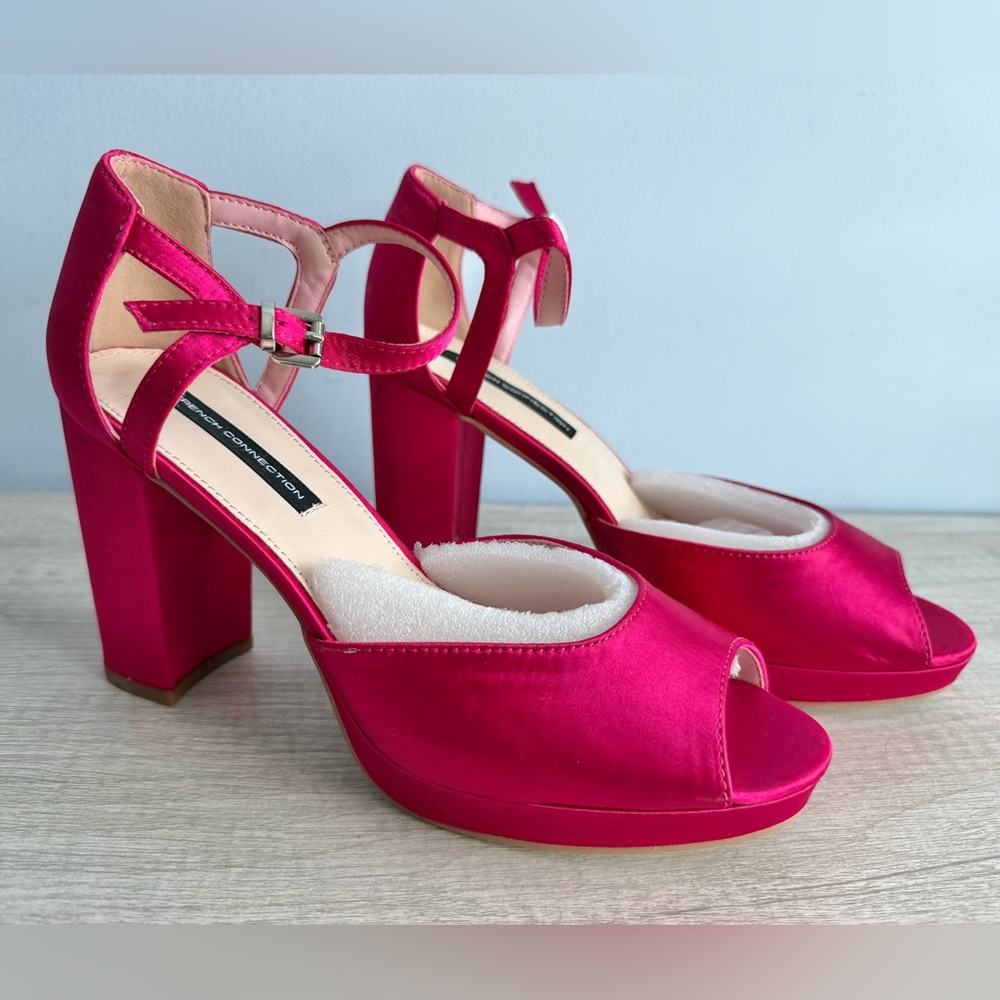 French Connection Women's Pink Platform Peep Toe Pumps Size 8